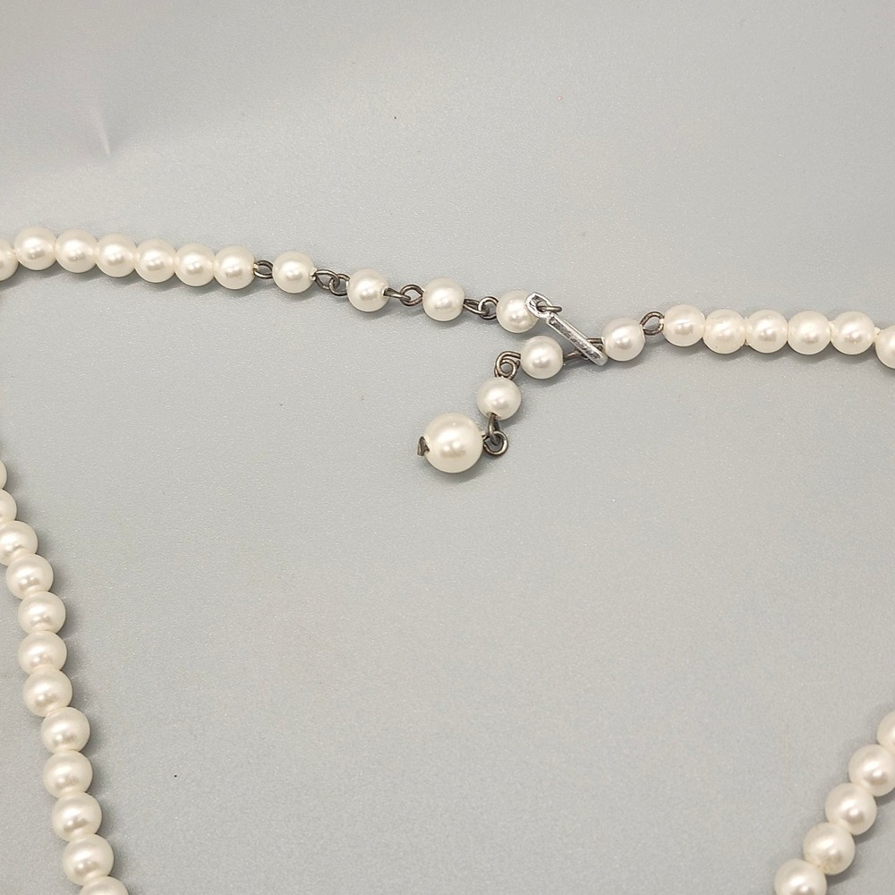 Novelty Faux Pearl Beaded Tie Necklace Adjustable Statement Fashion Jewelry - Picture 3 of 3